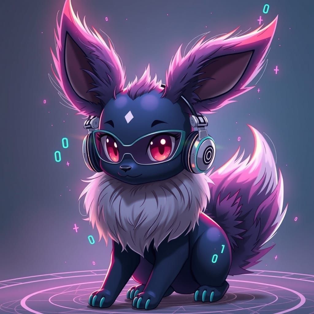 Cybereon: Futuristic Eevee Evolution in Cyberpunk Style