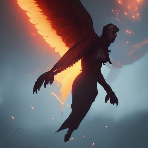 Fiery Wings: Dark Fantasy Concept Art