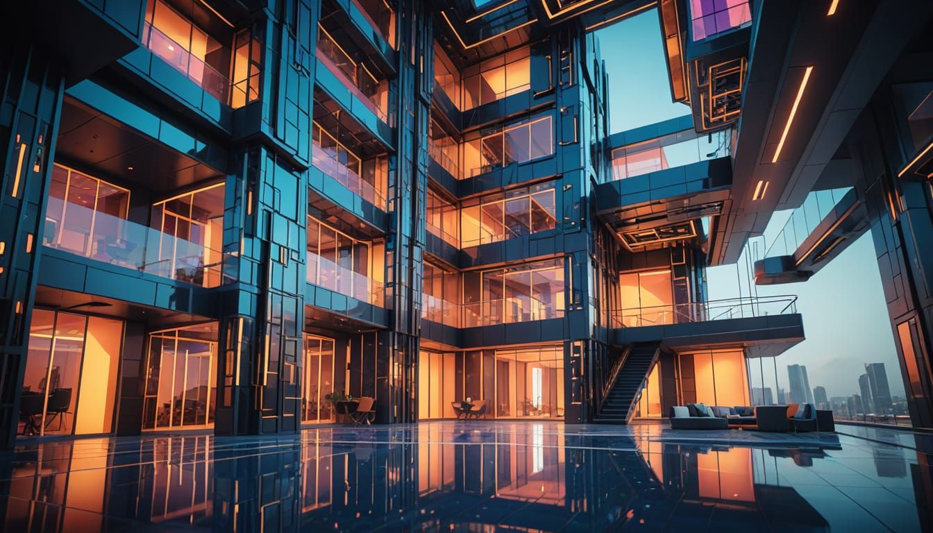 Sleek Futuristic Building in Geometric Style