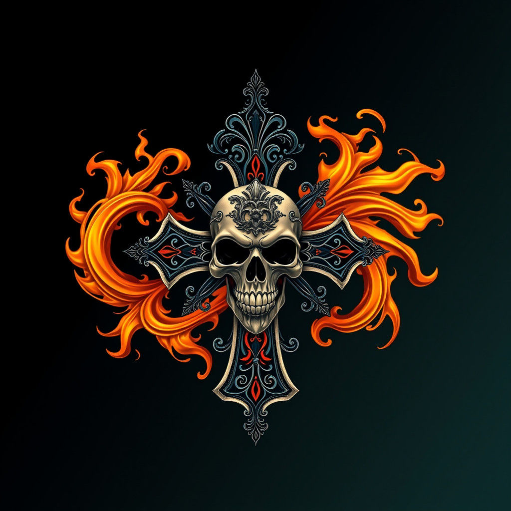 Majestic 'Queen Savage' Logo with Skull and Flames
