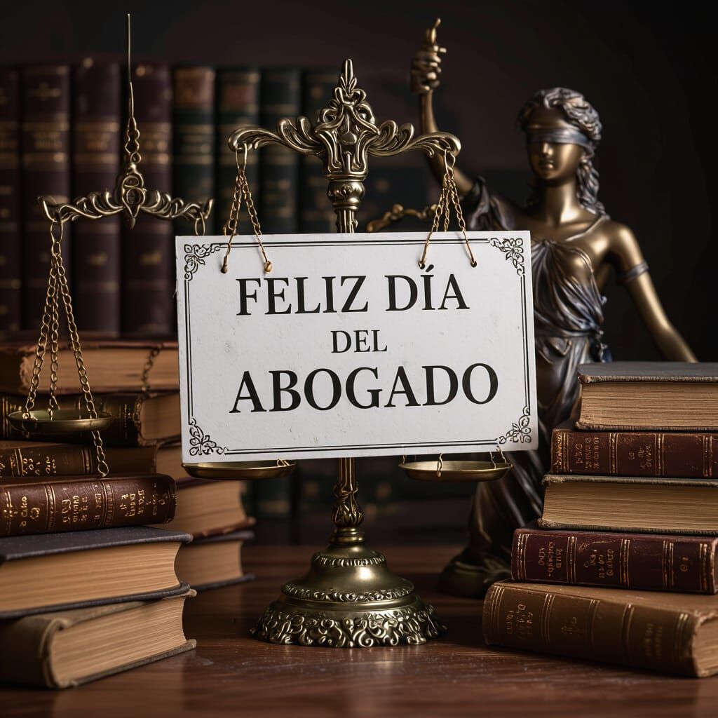 Lawyer's Day Sign with Scale of Justice and Books