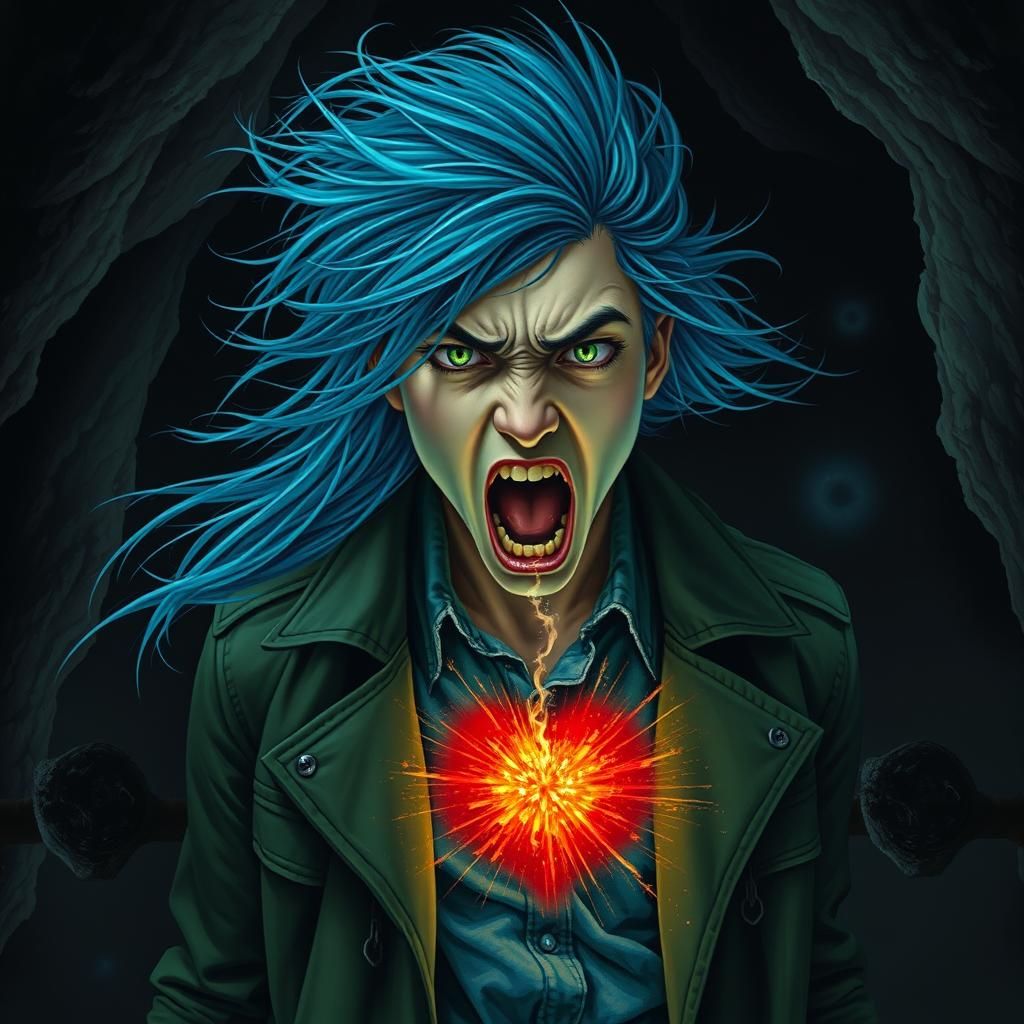 Cosmic Energy Unleashed: A Surrealist Portrait