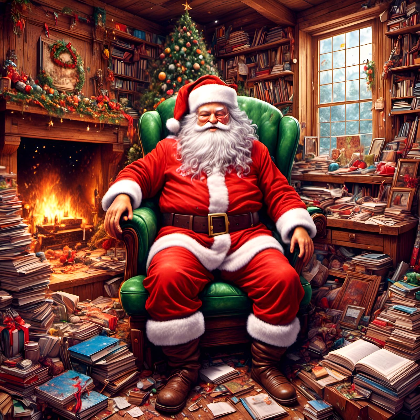 Cartoon Santa Illustration with Graffiti Art