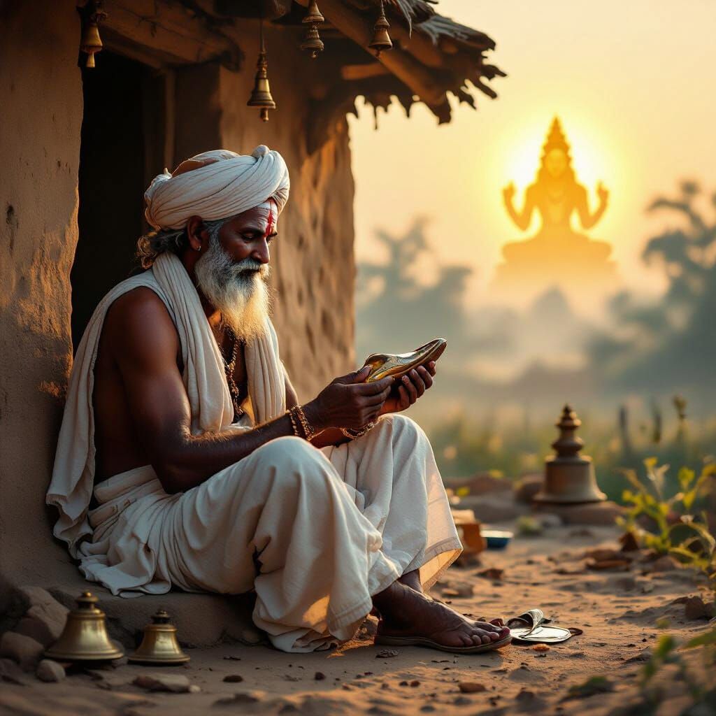 Indian Cobbler's Devotion at Sunrise