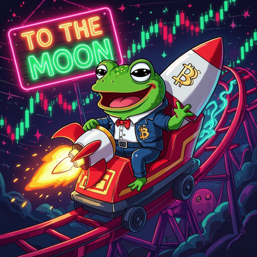 Pepe Frog Crypto Trader Rides Bitcoin Rocket