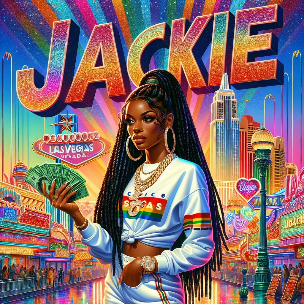 Woman with Cash in Las Vegas, Digital Art