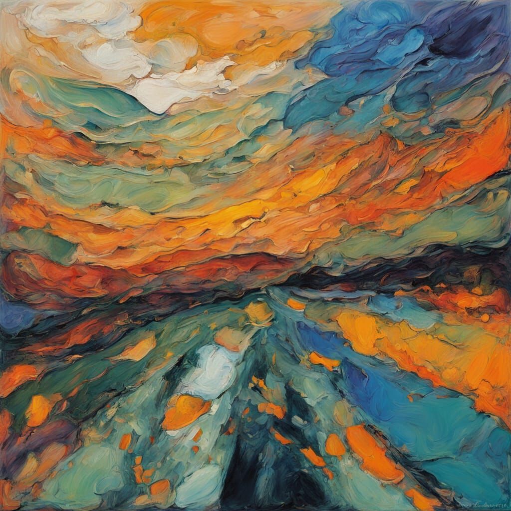 Tennis Player on Clay in Rothko-inspired Oil Painting