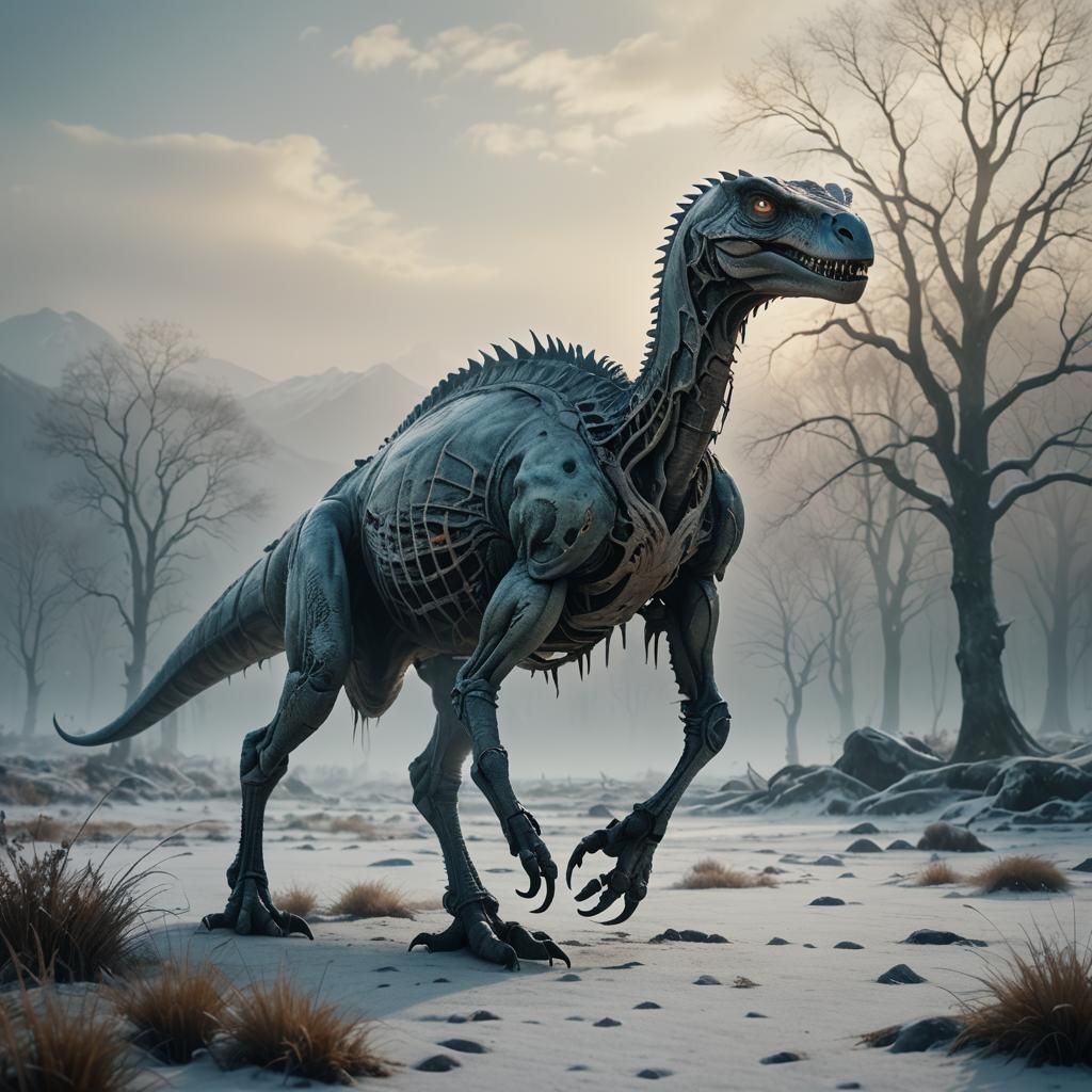 Ethereal Quadruped in Cold Landscape, Cinematic Still