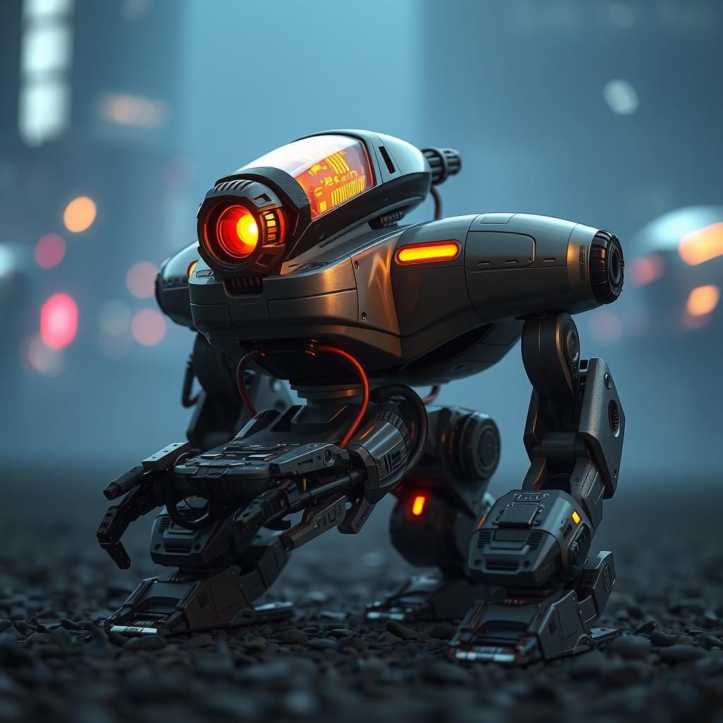 Futuristic Still Woozy Mech in Sci-Fi Fairycore Scene