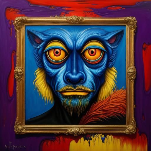 Surreal Melting Werewolf Portrait in Dali Style