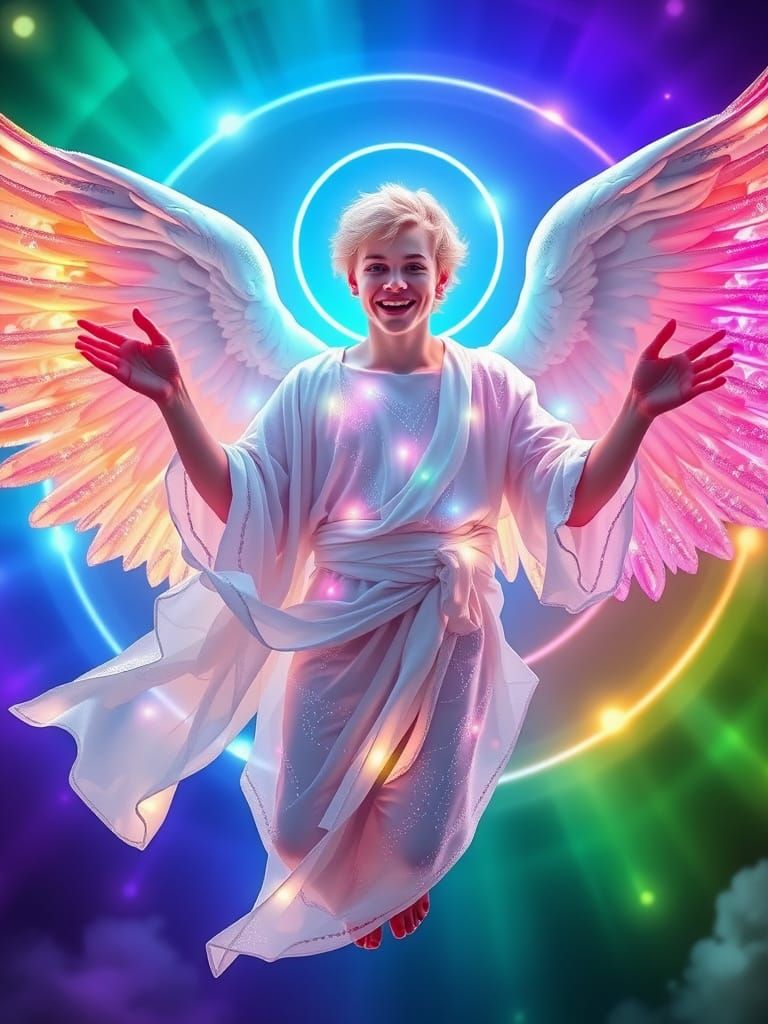 Radiant Archangel with Bioluminescent Wings