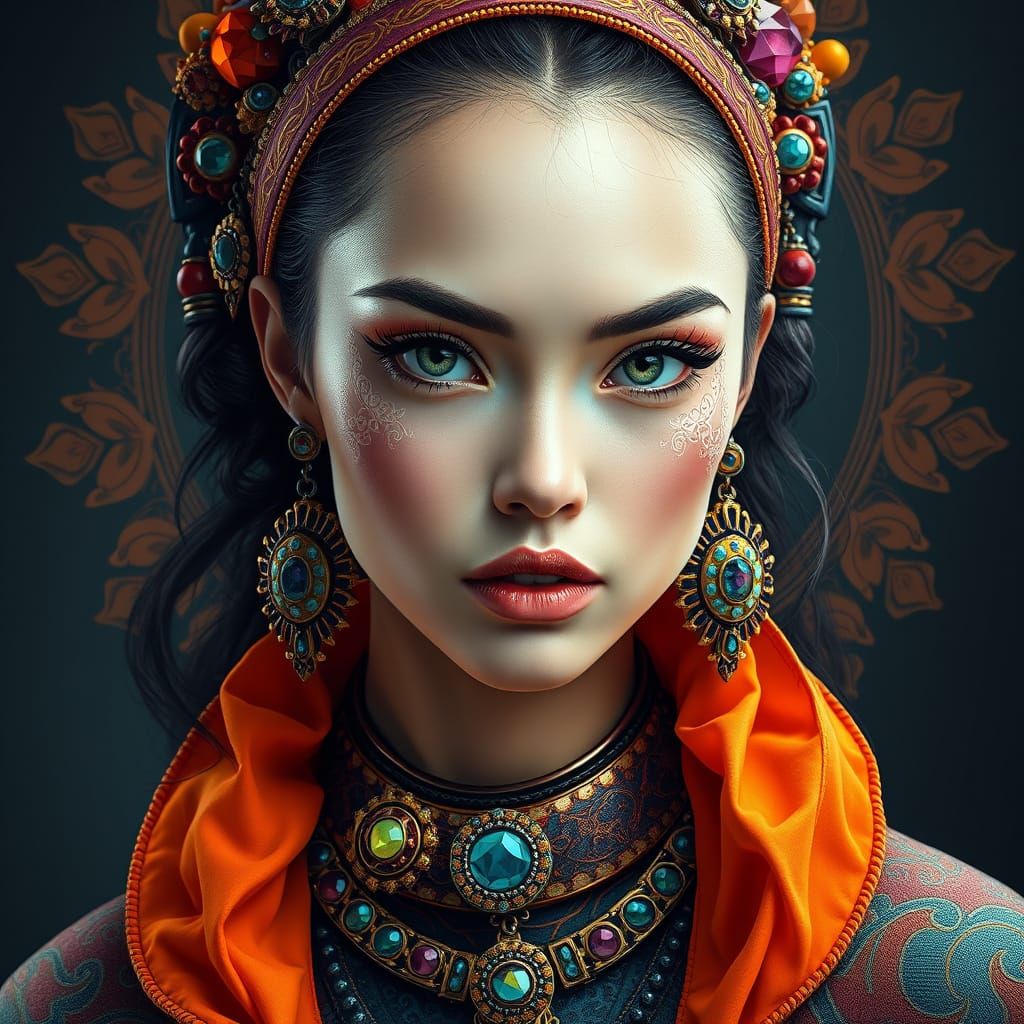 Ethereal Beauty in Cyberpunk Attire