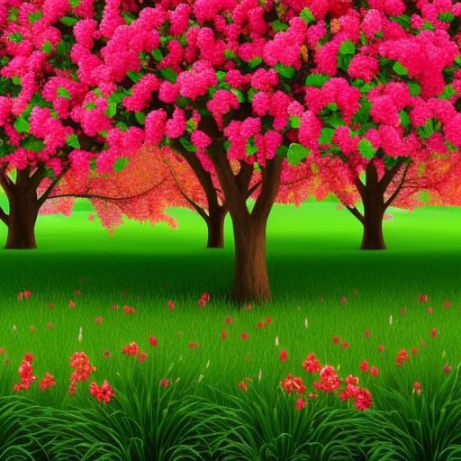 Photorealistic Apple Blossom Wall in HDR