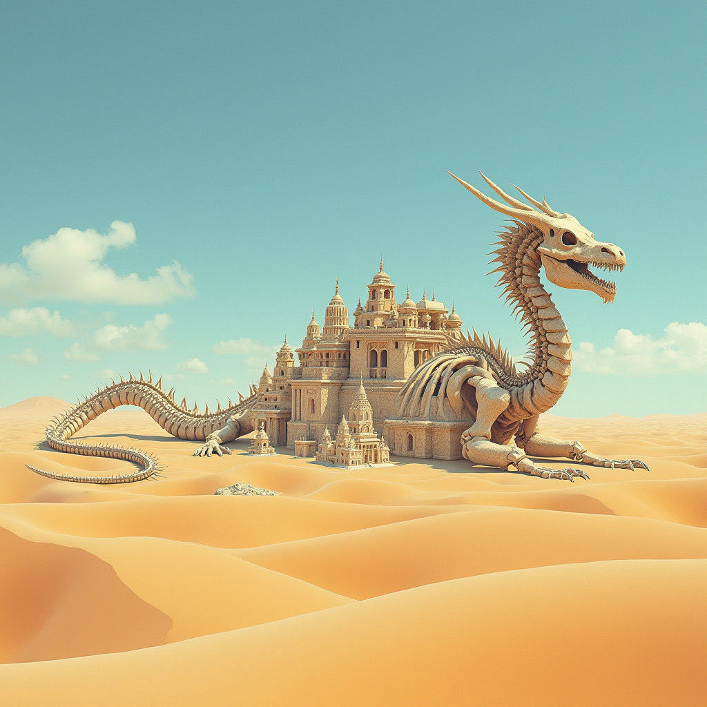 Desert Dragon Skeleton City Inspired by Beksiński