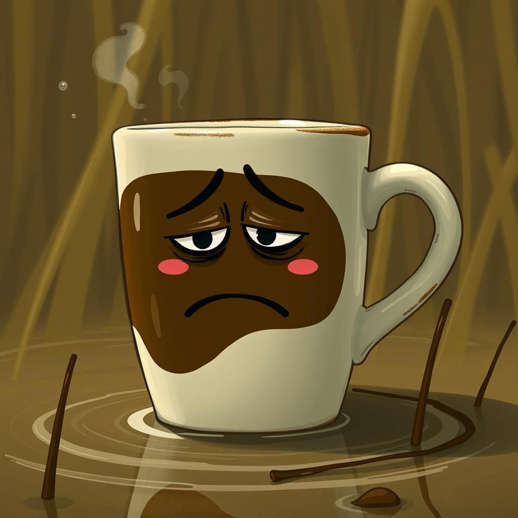 Sad Coffee Cup in Swampy Marsh