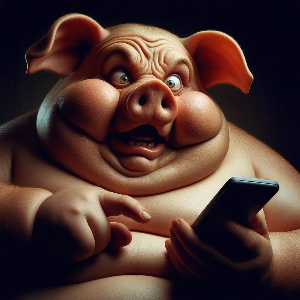 Close-Up Photograph of a Sarcastic Pig-Man