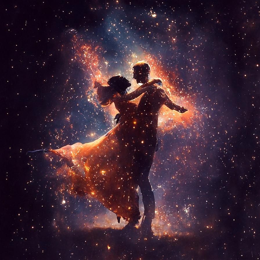 Figures Dancing Among Fantastic Stars