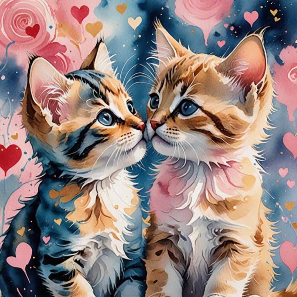 Cute kittens valentines kisses