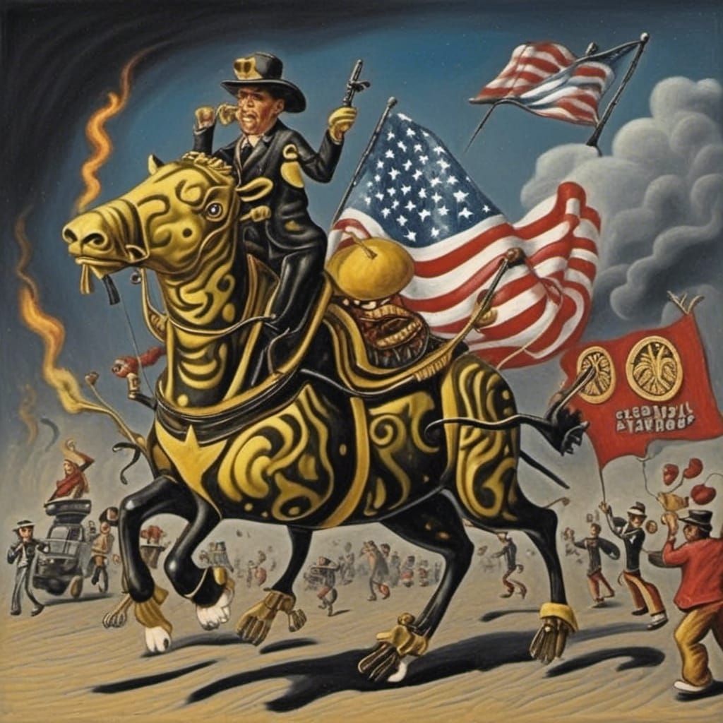 Apocalyptic Parade in Charcoal Psychedelic Style