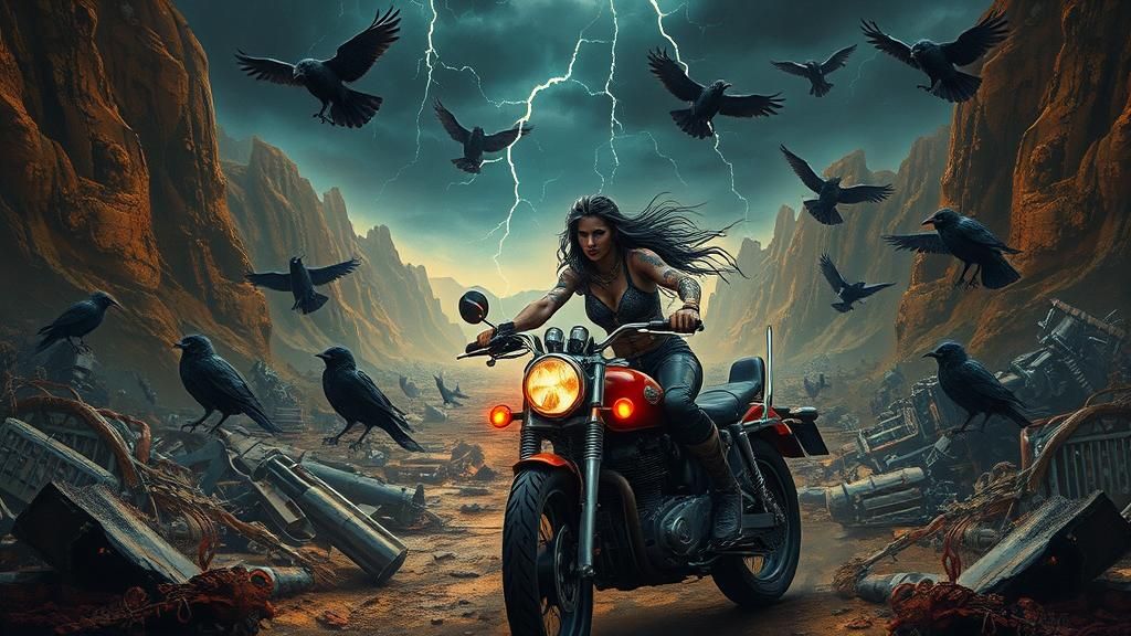 Punk Warrior Queen in Post-Apocalyptic Landscape