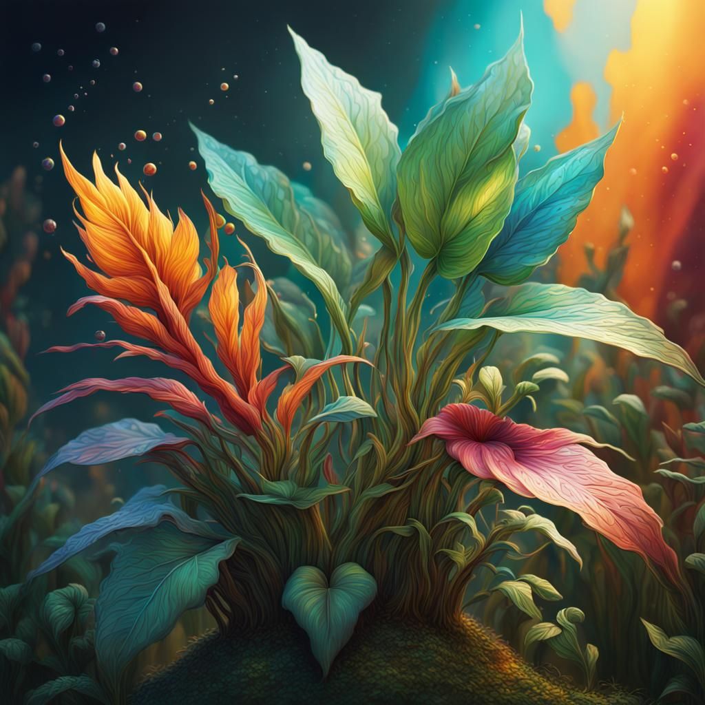 Intricately Detailed Magical Plants in Splash Art Style