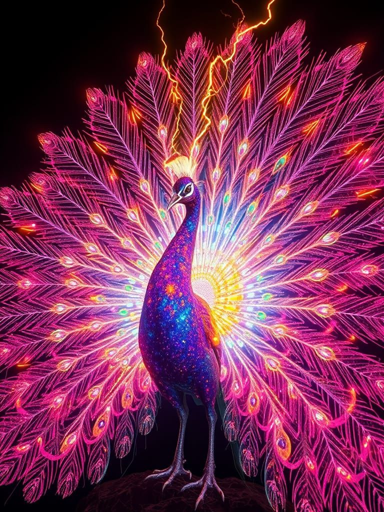 Bioluminescent Crystal Peacock Radiates Hot Epicness