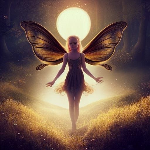 Golden-Haired Fairy with Eyes on Hands