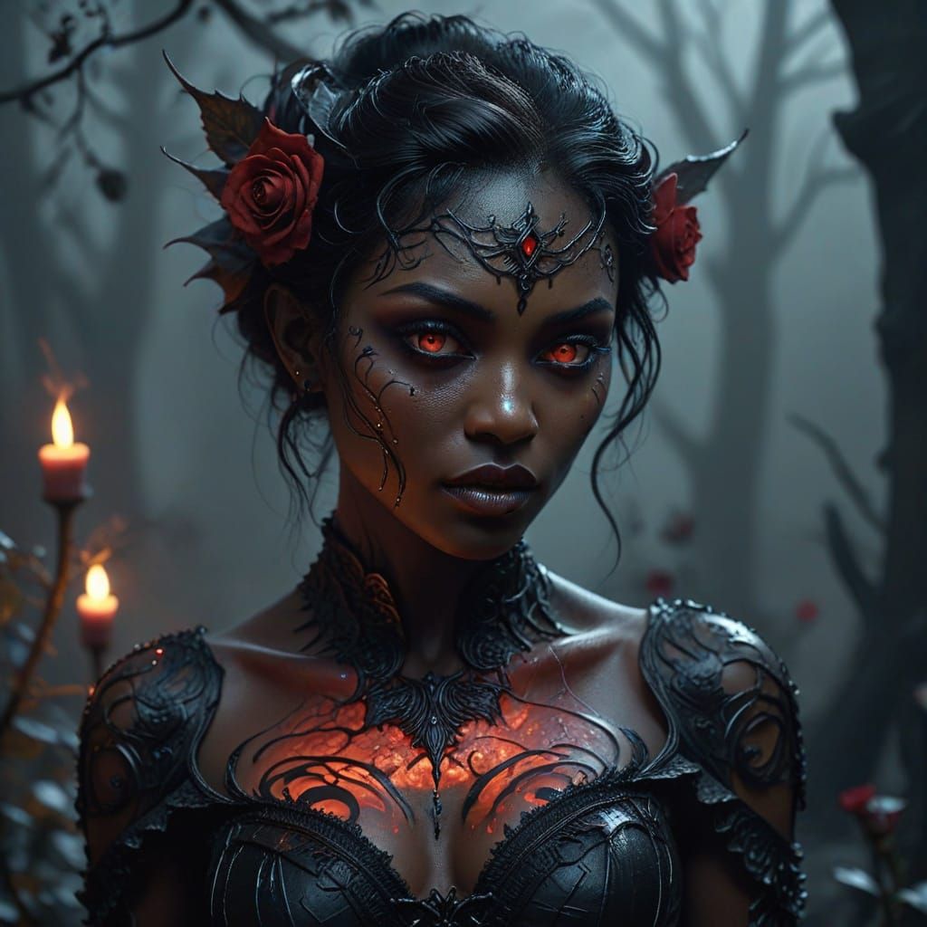 Vampiric Fae in Dramatic Chiaroscuro Lighting