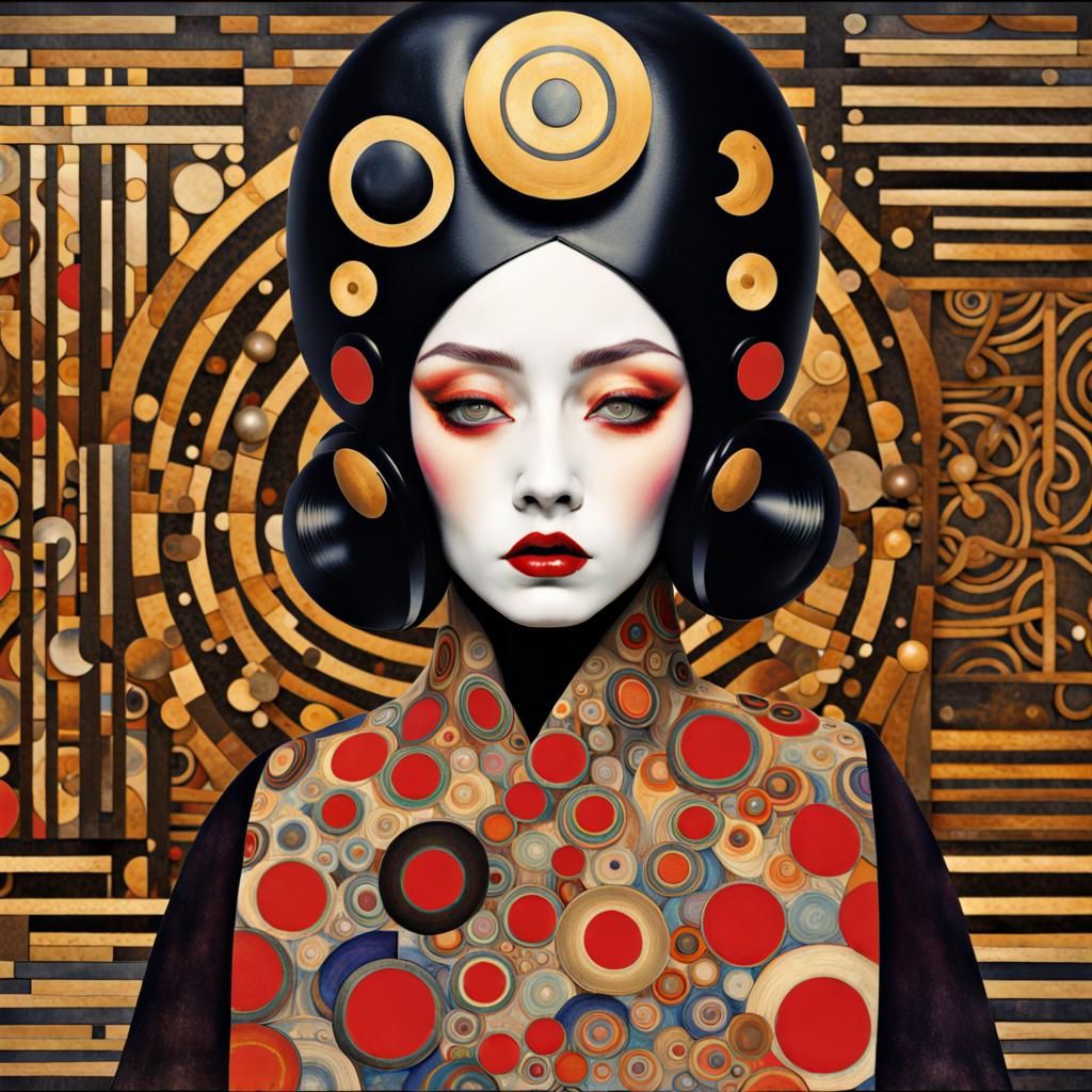 Klimt-Inspired Kabuki Performer in Kaleidoscope