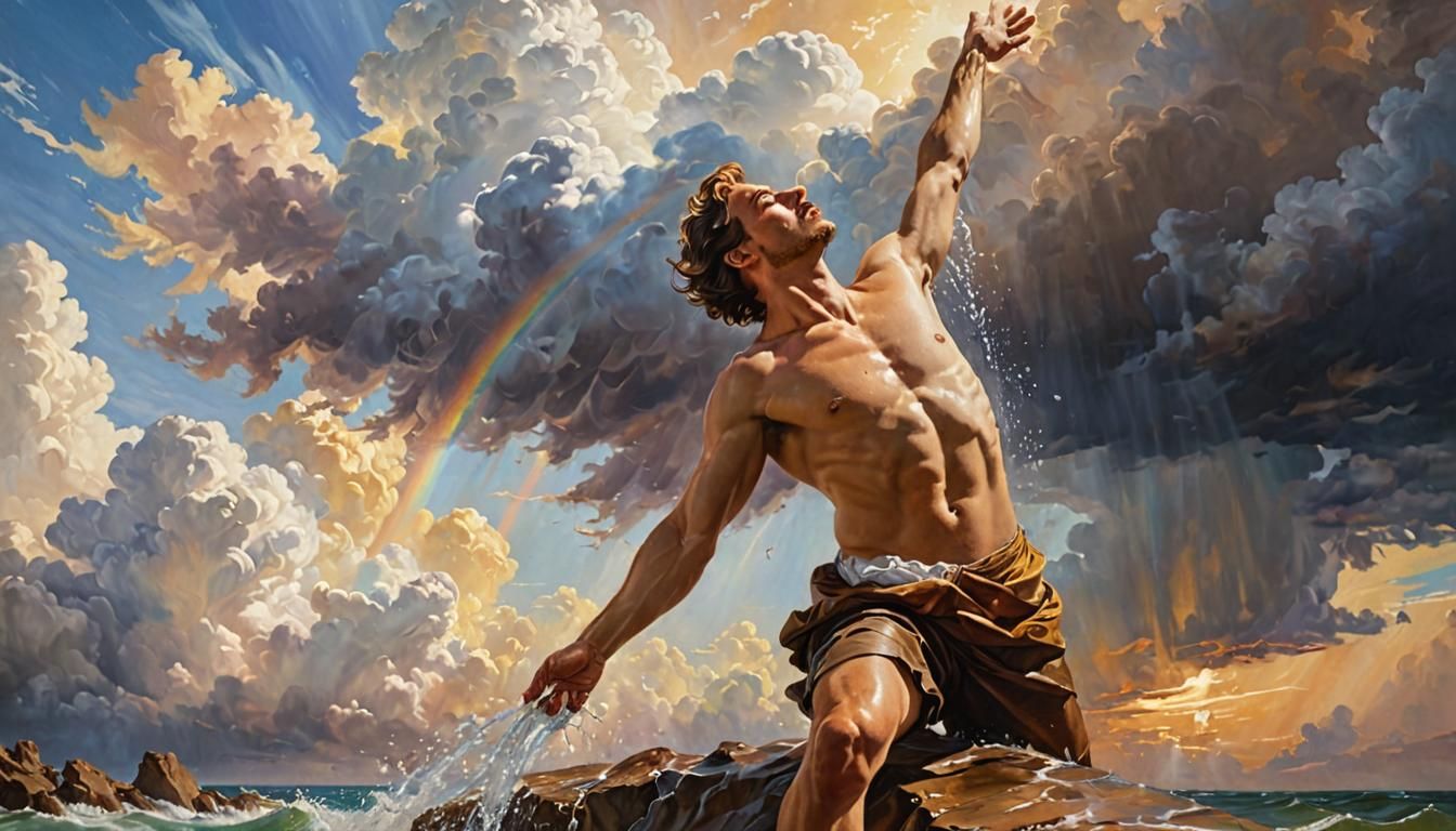 Baroque Man Throws Water at Clouds