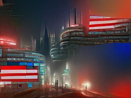Sci-Fi Cityscape in American Realism Style