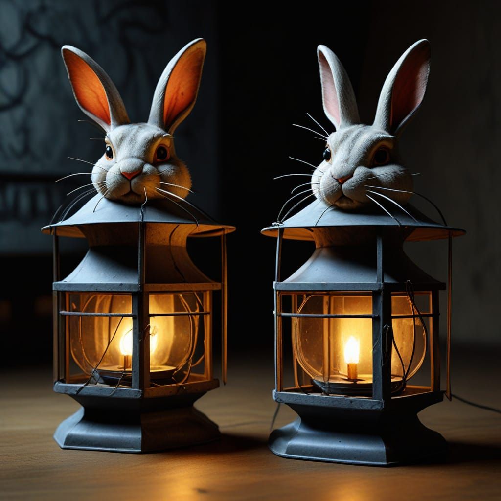 Illuminated Rabbit Lantern Inspired by Renaissance Masters