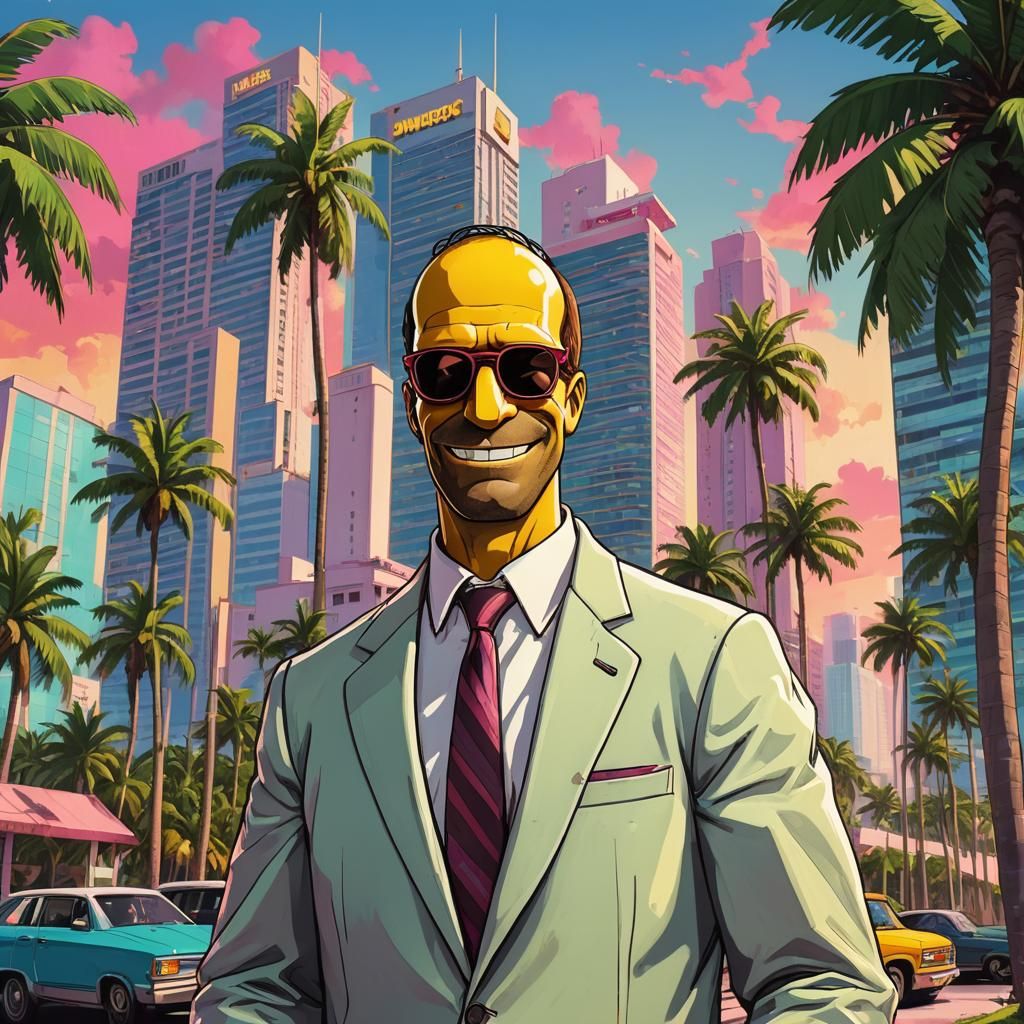 Homer Simpson in Grand Theft Auto: Vice City Art
