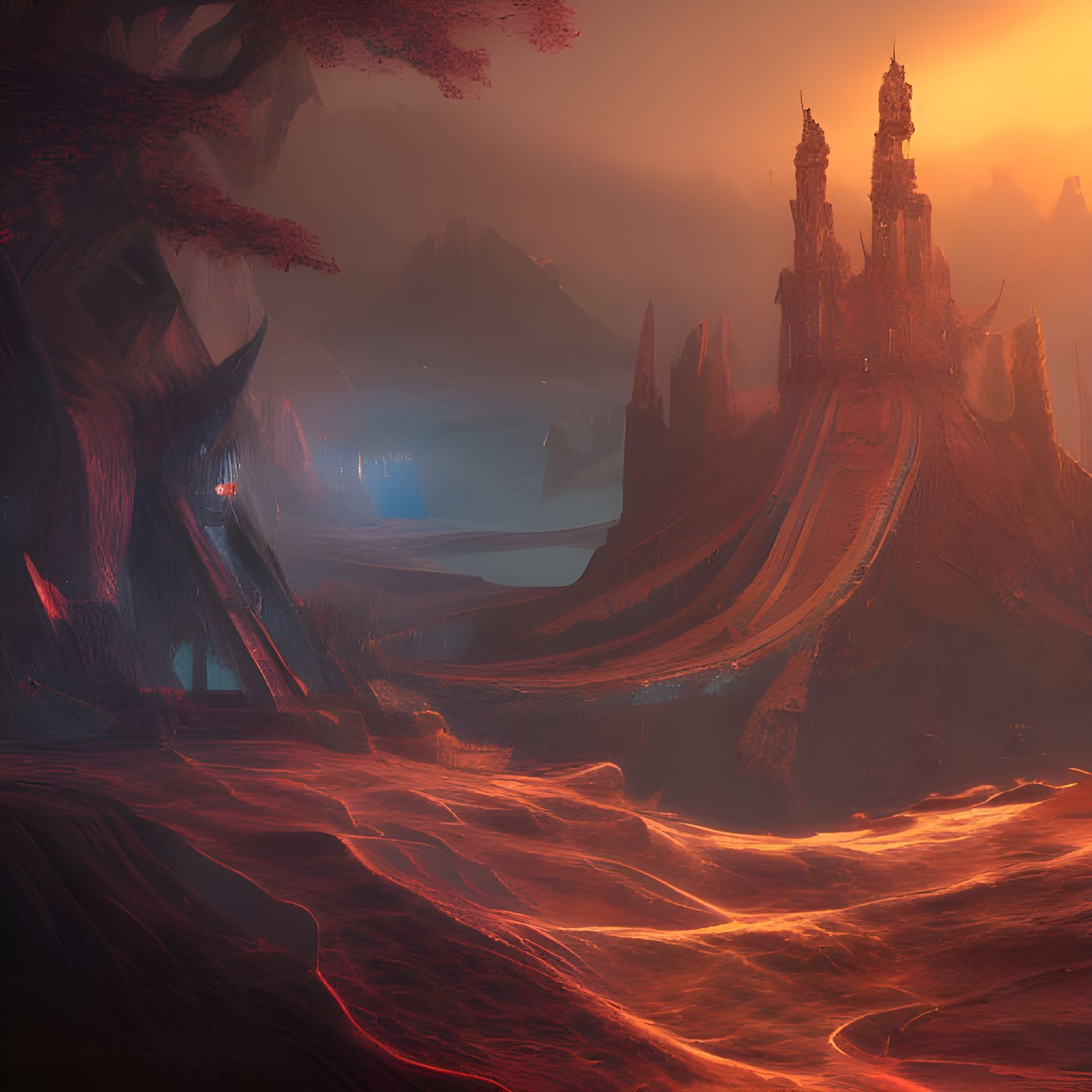 Fantastical Witness: Detailed Matte Painting in Deep Color