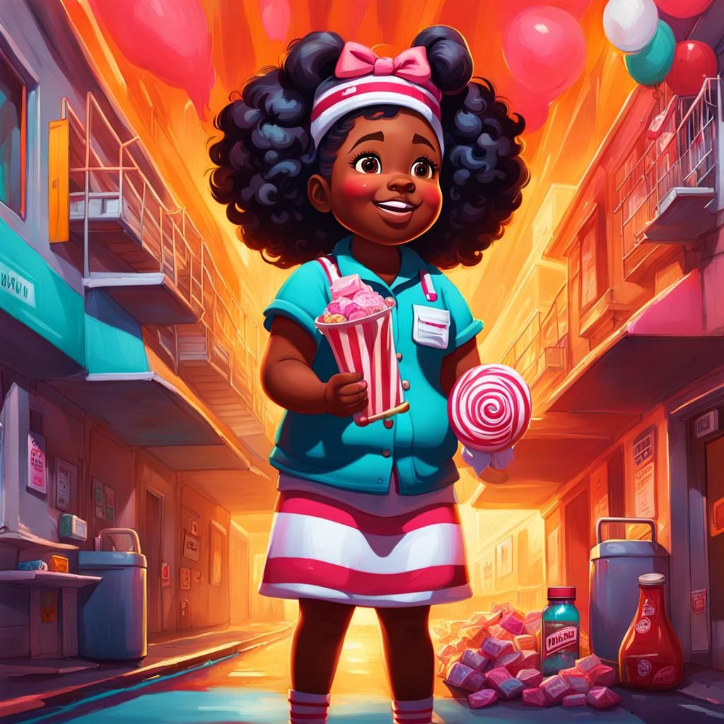 Girl Volunteering at Hospital in Colorful 3D Art