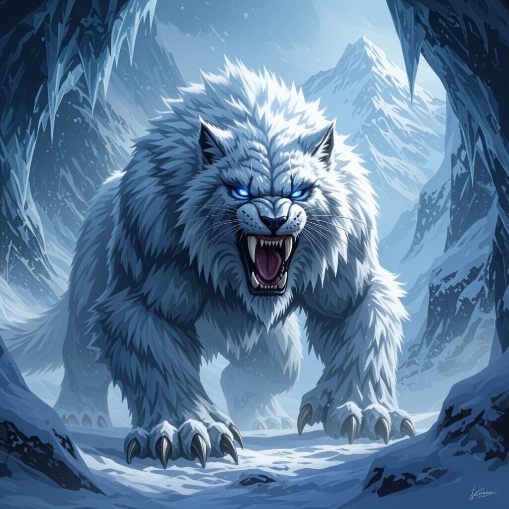 Frostclaw Sabretooth in Dark Fantasy Style