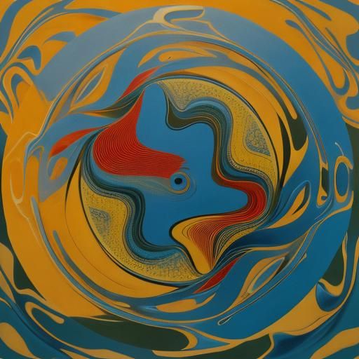 Abstract River Panorama in Vibrant Pastel Colors