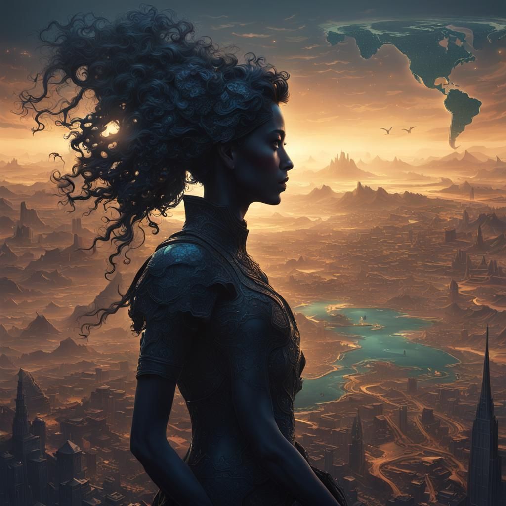 Silhouette World Map: Dark Fantasy Concept Art