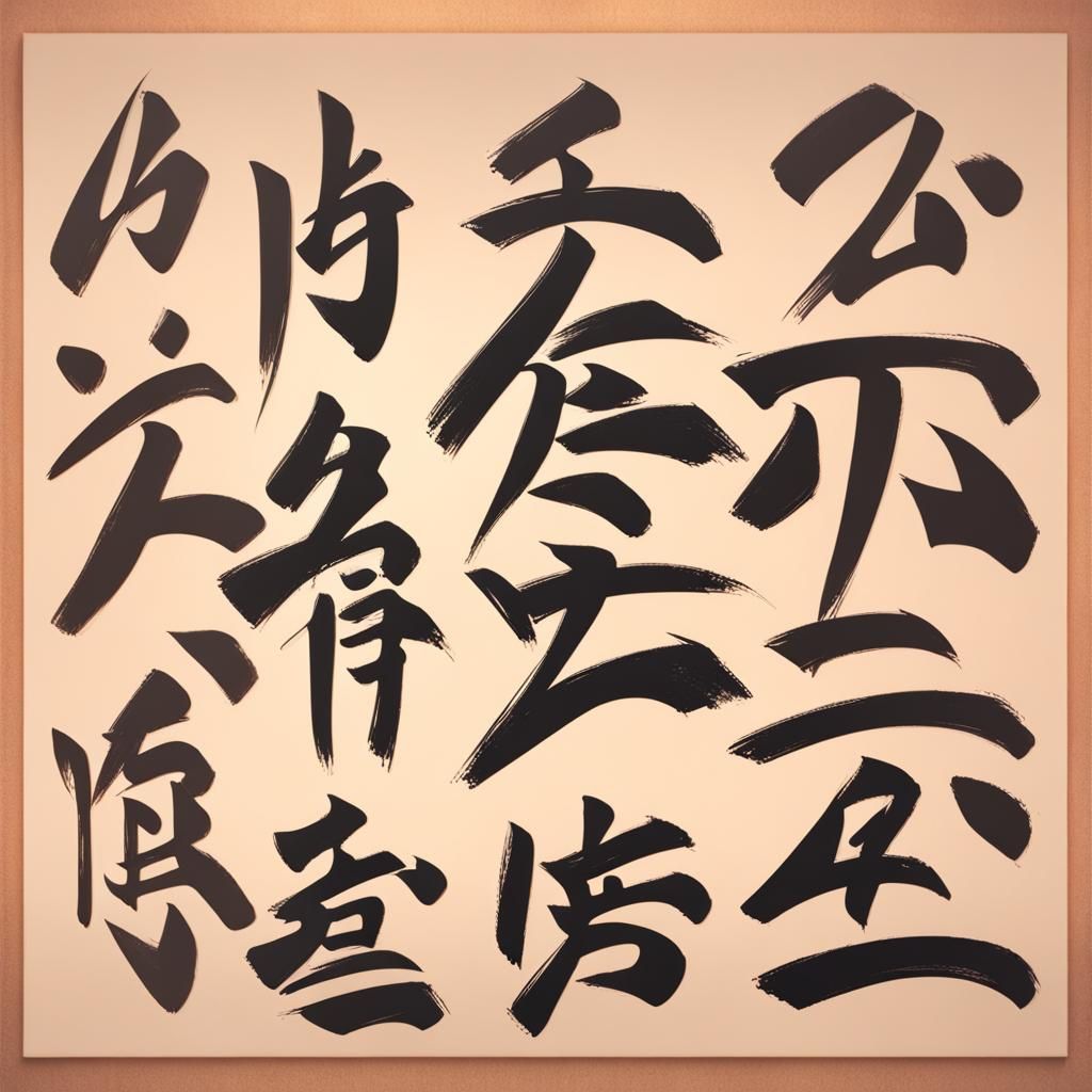 Japanese Calligraphy on Silk Scroll as 3D Digital Art