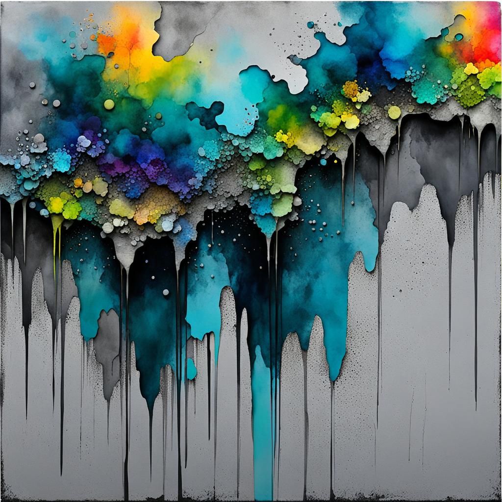 Vibrant Colors Scream Against Silent Concrete Wall