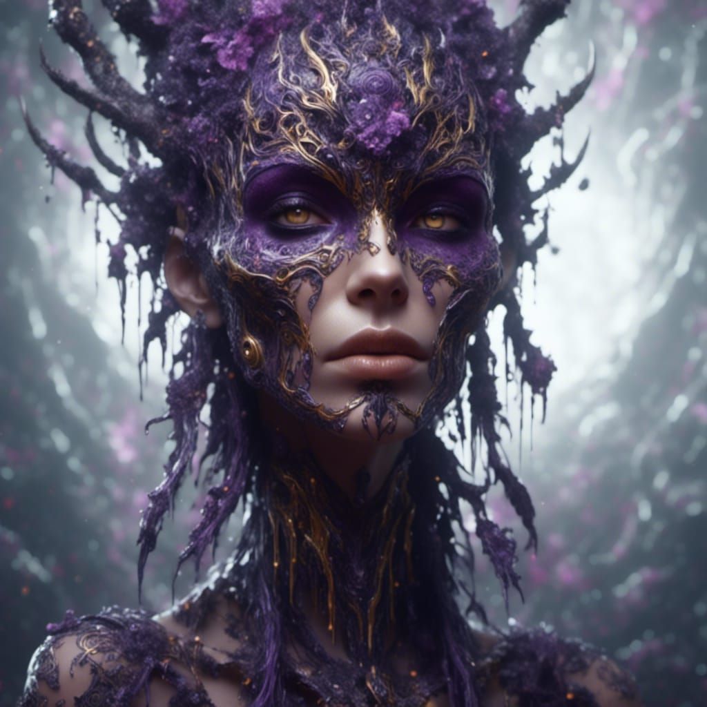 Dark Fantasy Female Skull with Maori Tattoo