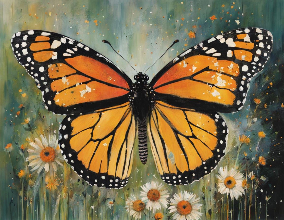 Wonderful Monarch Butterfly in Watercolor Style