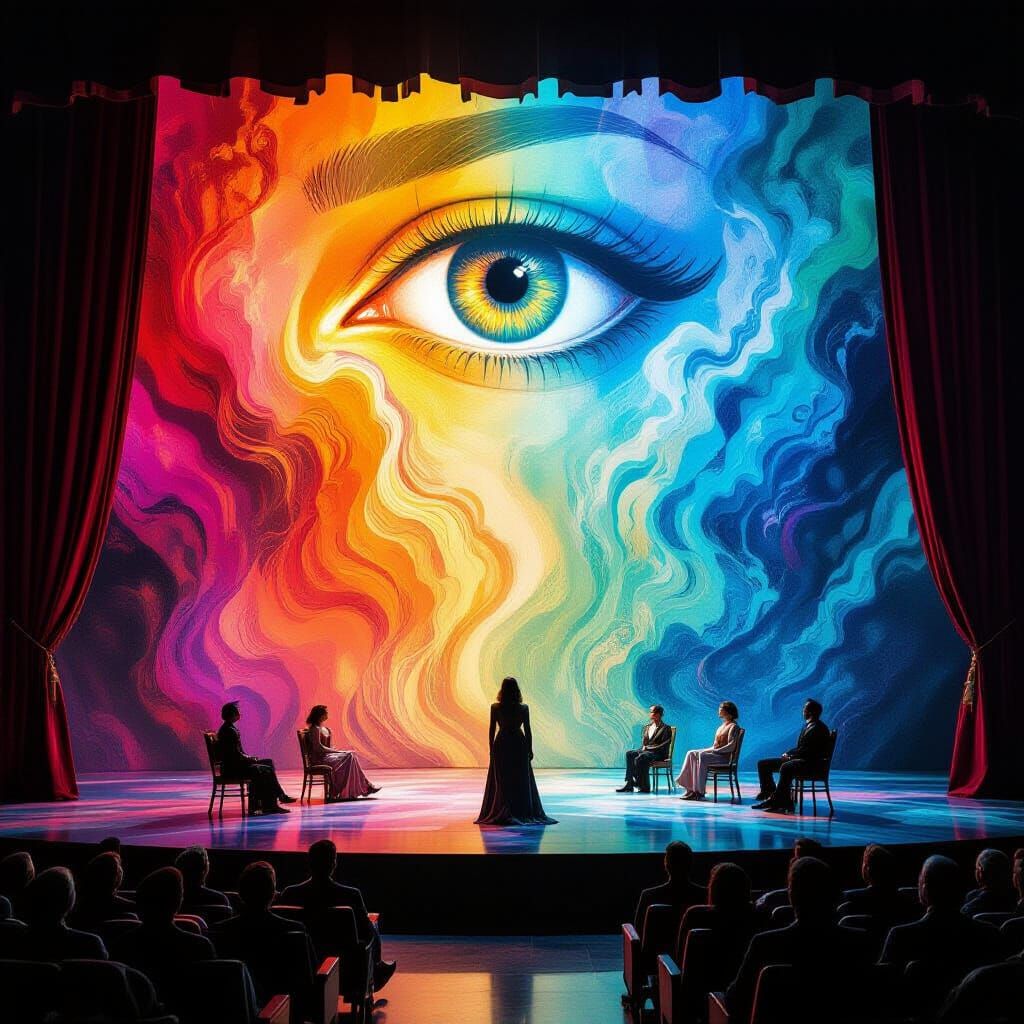 Surreal Theater in Twilight as Dreamscape Painting