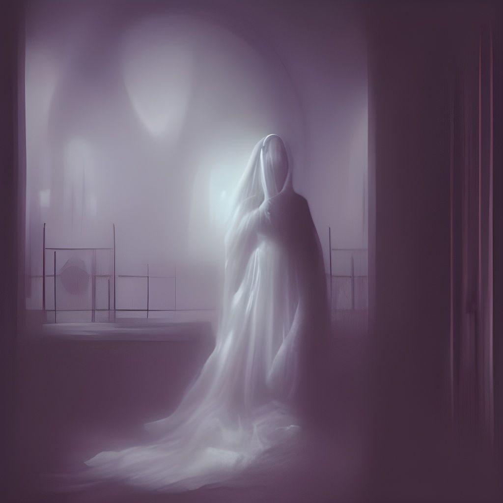 Ghostly Woman in Dark Fantasy Mirror