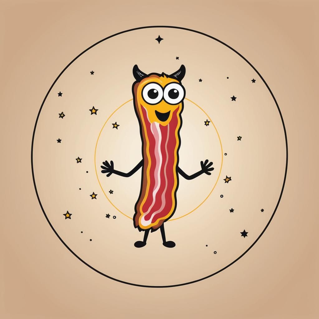 Minimalist Bacon Logo in Astrological Circle