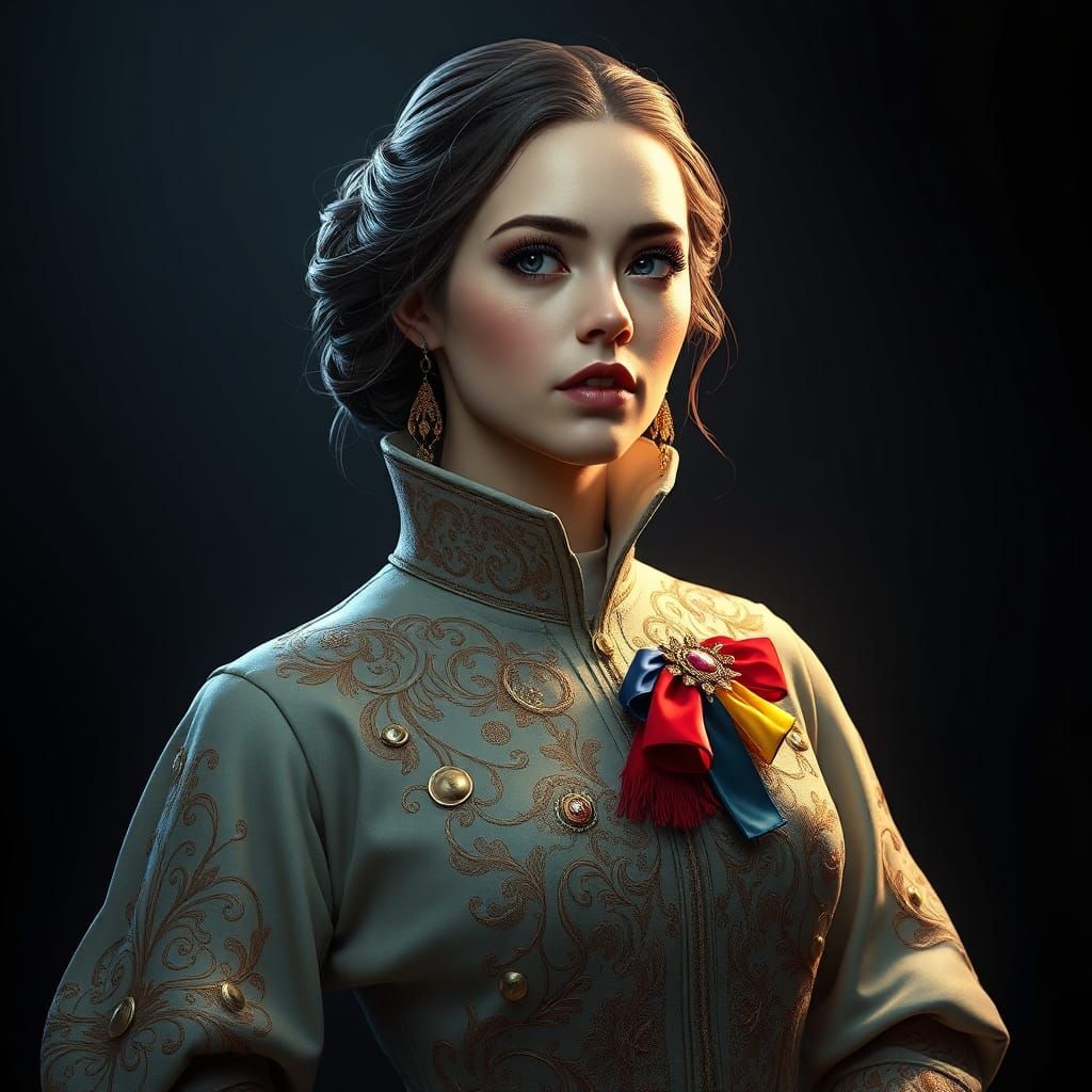 Revolutionary Woman Portrait in Atmospheric Lighting