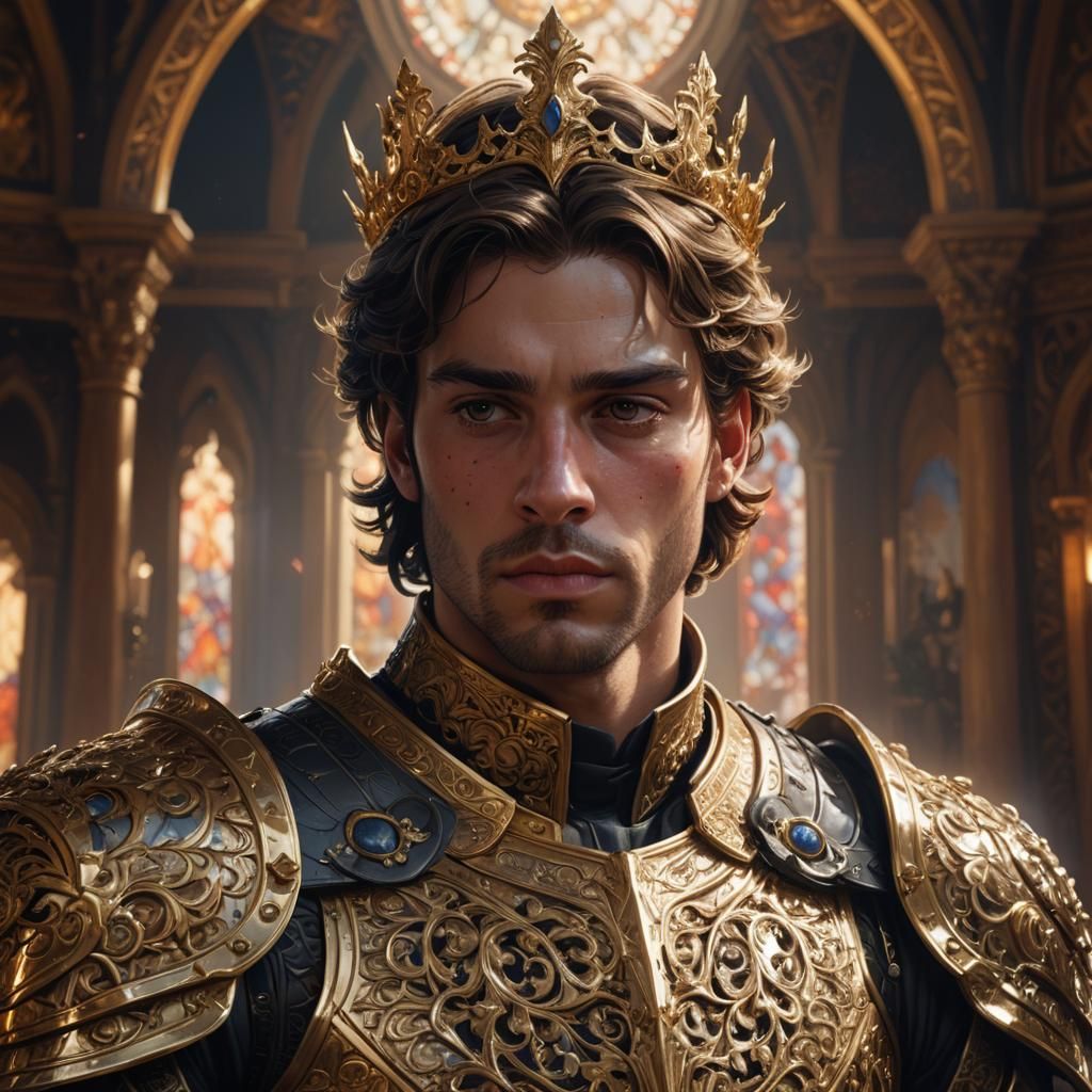 Dejected Prince in Ornate Armor, Cinematic Portrait