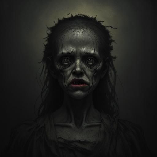 Eerie Oil Painting of a Creepy Baby Doll in a Haunting Nurse...