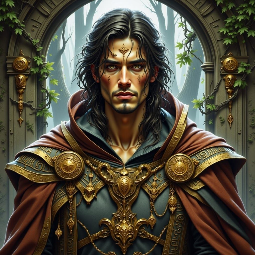 Mystical Man in Fantasy Cloak Portrait