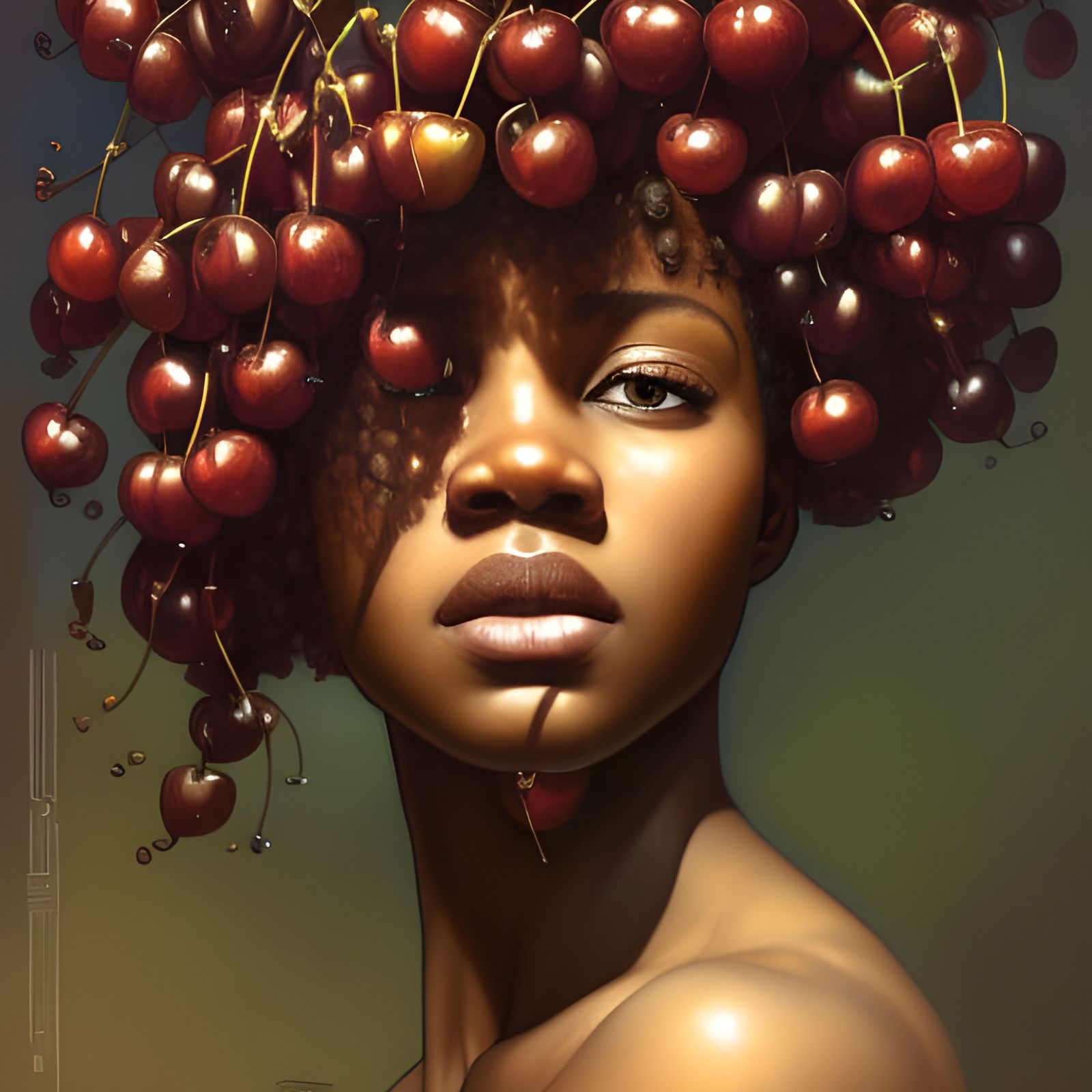 Beautiful African Woman Portrait in Hyperdetailed Style